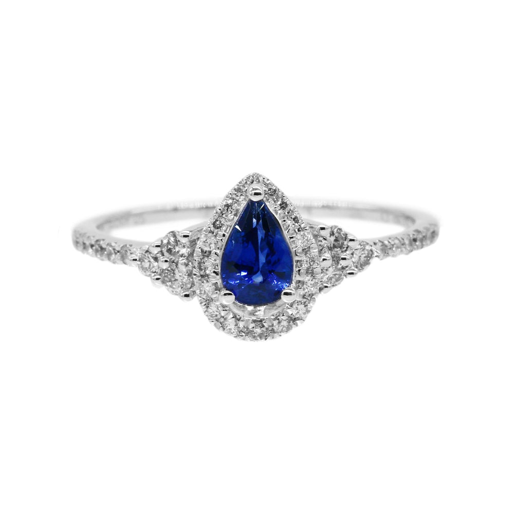 梨形藍寶石圍石鑽石戒指 WILLS JEWELLERY