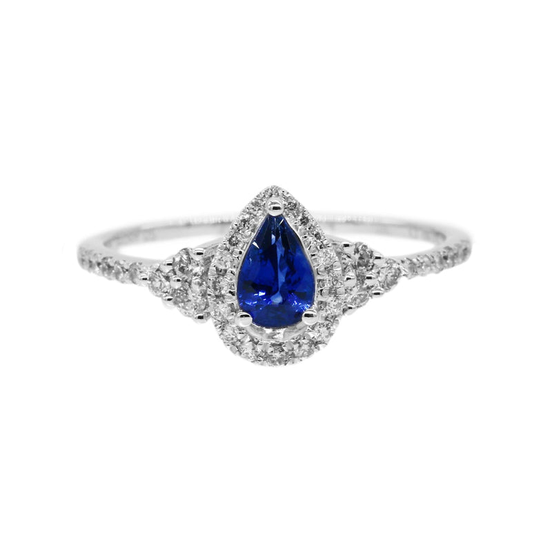 梨形藍寶石圍石鑽石戒指 WILLS JEWELLERY