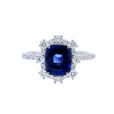 時尚墊形切割藍寶石鑽石戒指 - WILLS JEWELLERY