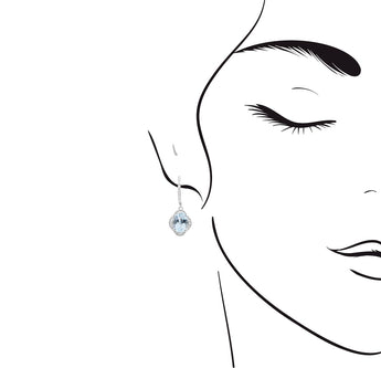 四葉花冰藍色海藍寶圍鑽耳環 - WILLS JEWELLERY