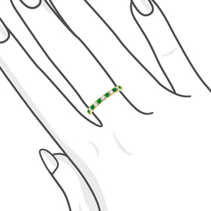 綠寶石鑽石微密釘間鑲線戒 - WILLS JEWELLERY