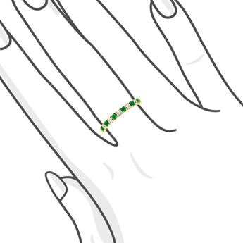 綠寶石鑽石微密釘間鑲線戒 - WILLS JEWELLERY