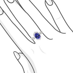 時尚橢圓坦桑石分叉鑽石戒指 - WILLS JEWELLERY