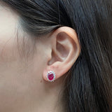 橢圓形紅寶石戴安娜款鑽石耳環 - WILLS JEWELLERY