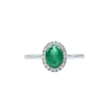 橢圓形綠寶石鑽石戒指 - WILLS JEWELLERY
