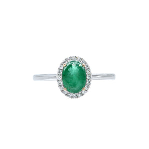 橢圓形綠寶石鑽石戒指 - WILLS JEWELLERY