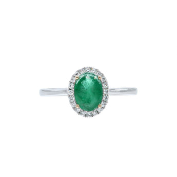 橢圓形綠寶石鑽石戒指 - WILLS JEWELLERY