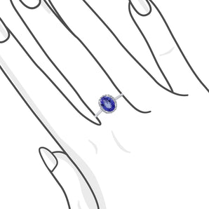 經典橢圓形紫藍坦桑石鑽石戒指 - WILLS JEWELLERY