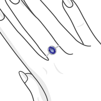 經典橢圓形紫藍坦桑石鑽石戒指 - WILLS JEWELLERY