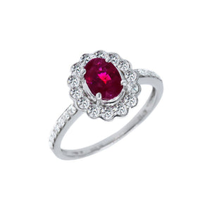 經典貴族橢圓形紅寶石鑽石戒指 - WILLS JEWELLERY
