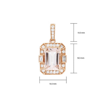 祖母綠形摩根石珠邊圍鑽吊墜 - WILLS JEWELLERY