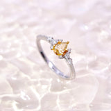 天然梨形黃鑽鑽石戒指 - WILLS JEWELLERY