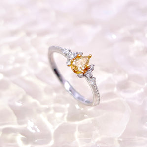 天然梨形黃鑽鑽石戒指 - WILLS JEWELLERY