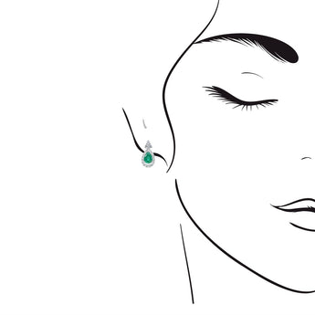時尚梨形綠寶石鑽石耳環 - WILLS JEWELLERY