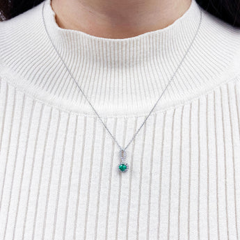 橢圓形綠寶石鑽石吊墜 - WILLS JEWELLERY