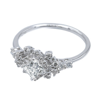 華麗四爪公主方鑽石圍石鑽石戒指 - WILLS JEWELLERY
