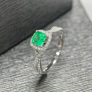 祖母綠形綠寶石鑽石戒指 (哥倫比亞) - WILLS JEWELLERY