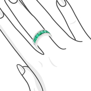 典雅小八角綠寶石鑲鑽戒指 - WILLS JEWELLERY