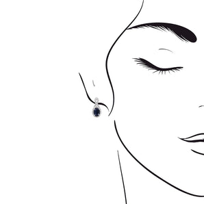 橢圓形藍寶石紐紋圍鑽耳環 - WILLS JEWELLERY