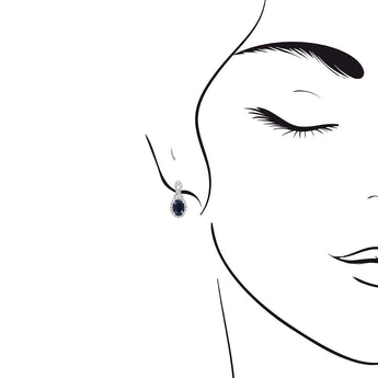 橢圓形藍寶石紐紋圍鑽耳環 - WILLS JEWELLERY