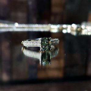 宮廷風戒指 · 天然無燒綠色藍寶石 - WILLS JEWELLERY