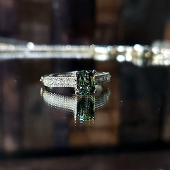 宮廷風戒指 · 天然無燒綠色藍寶石 - WILLS JEWELLERY