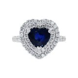 心形藍寶石雙圍石鑽石戒指 - WILLS JEWELLERY