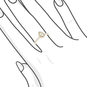 梨形黃鑽經典圍石戒指 - WILLS JEWELLERY