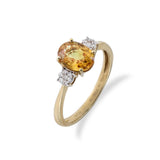 橢圓形黃寶石鑽石戒指 - WILLS JEWELLERY