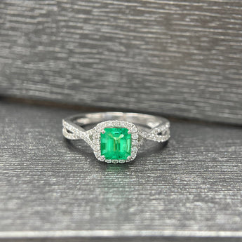 祖母綠形綠寶石鑽石戒指 (哥倫比亞) - WILLS JEWELLERY