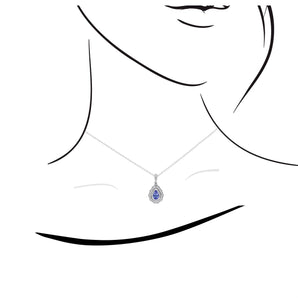 梨形坦桑石圍鑽珠邊吊墜 - WILLS JEWELLERY