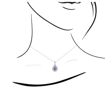 梨形坦桑石圍鑽珠邊吊墜 - WILLS JEWELLERY