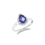 經典梨形坦桑石圍石鑽石戒指 - WILLS JEWELLERY