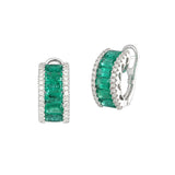 典雅小八角綠寶石鑲鑽圈形耳環 - WILLS JEWELLERY