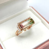 祖母綠切割紅綠雙色碧璽鑽石戒指 - WILLS JEWELLERY