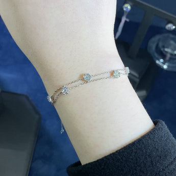 五小花 • 雙行鑽石手鏈 - WILLS JEWELLERY
