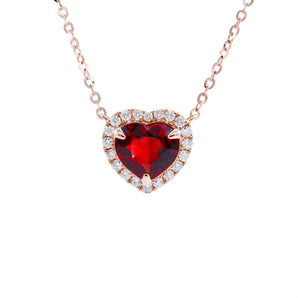 心形深紅尖晶石圍石鑽石項鏈 - WILLS JEWELLERY