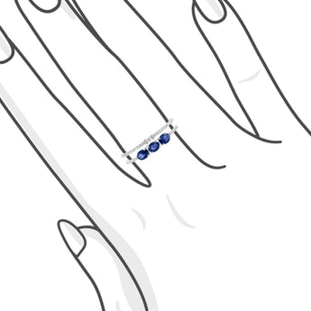 雙行橢圓藍寶石梯長方鑽戒指 - WILLS JEWELLERY