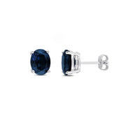 海軍藍 • 橢圓形藍寶石耳環 - WILLS JEWELLERY