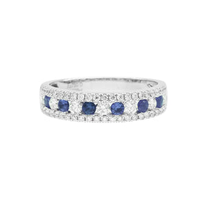藍寶石鑽石間鑲逼鑲鑽石戒指 - WILLS JEWELLERY