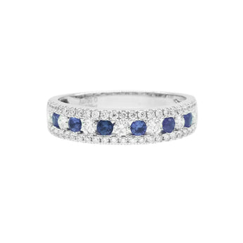 藍寶石鑽石間鑲逼鑲鑽石戒指 - WILLS JEWELLERY