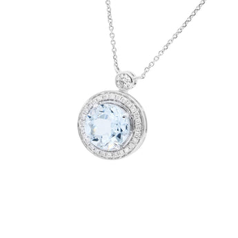 經典圓海藍寶鑽石項鏈 - WILLS JEWELLERY