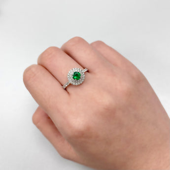 《圓 • 緣》綠寶石雙鑽戒指 - WILLS JEWELLERY