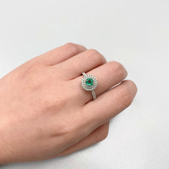 《圓 • 緣》綠寶石雙鑽戒指 - WILLS JEWELLERY