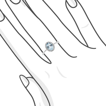 橢圓冰藍色海藍寶圍石鑽石戒指 - WILLS JEWELLERY