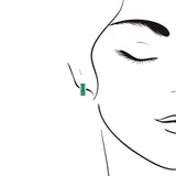 典雅小八角綠寶石鑲鑽圈形耳環 - WILLS JEWELLERY