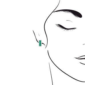 典雅小八角綠寶石鑲鑽圈形耳環 - WILLS JEWELLERY