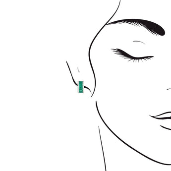 典雅小八角綠寶石鑲鑽圈形耳環 - WILLS JEWELLERY