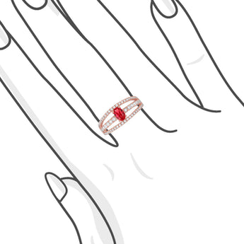 橢圓形尖晶石三行鑽石戒指 - WILLS JEWELLERY