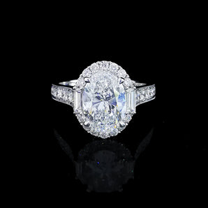 復古梯方圍石橢圓形鑽石戒指 - WILLS JEWELLERY